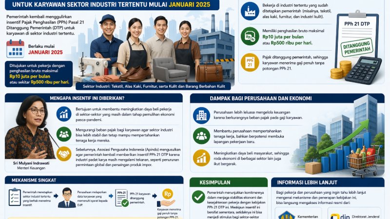 Insentif PPh 21 Ditanggung Pemerintah untuk Karyawan Industri Tertentu