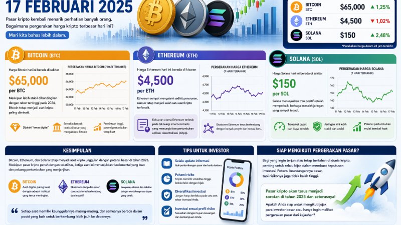 Perkembangan Harga Kripto 17 Februari 2025: Bitcoin, Ethereum, dan Solana dalam Sorotan