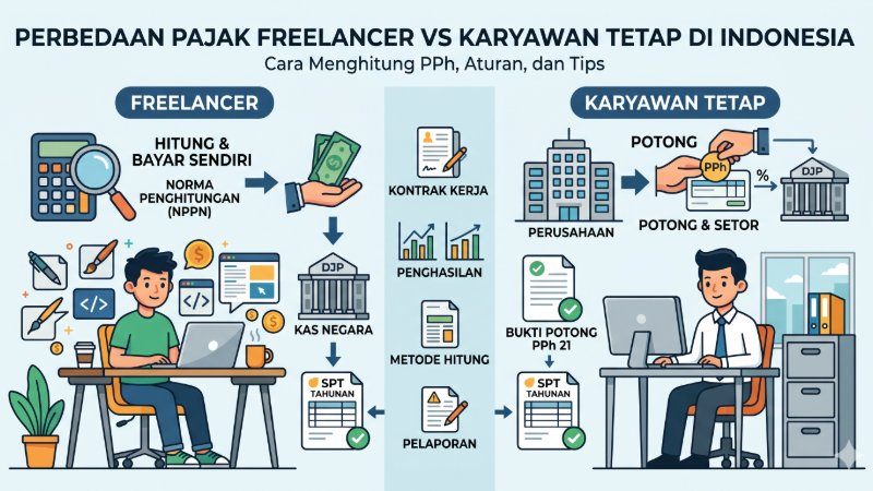 Perbedaan Pajak Freelancer dan Karyawan Tetap di Indonesia: Cara Menghitung PPh, Aturan, dan Tips Mengelola Pajak